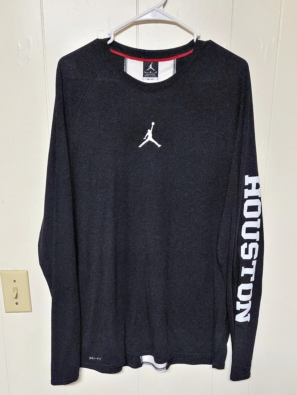 Authentic,Like NEW, MENS Houston Long Sleeve Dri-FIT T-Shirt Black & White L
